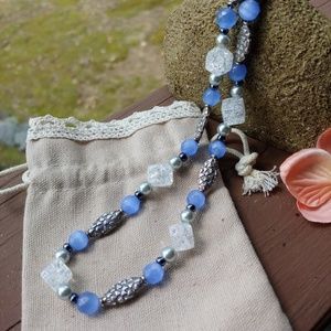 Blue Cat's Eye & Sterling Silver Necklace